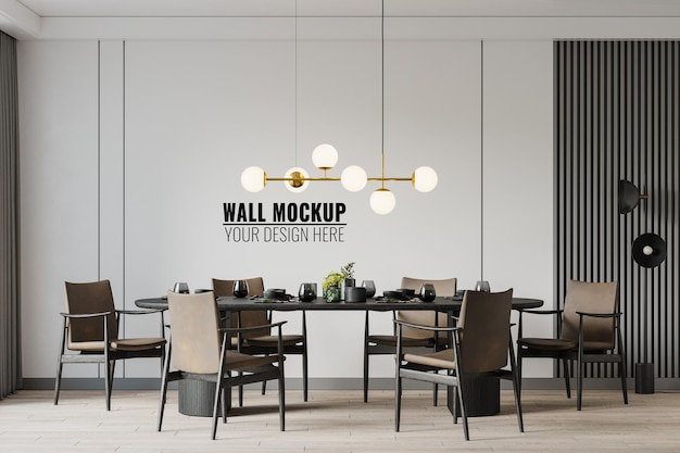 Interior dining room wall mockup