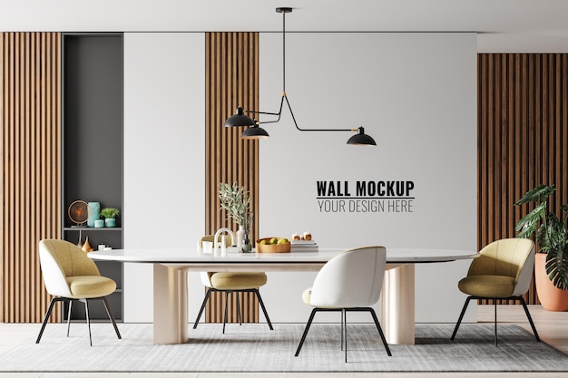 Interior dining room wall mockup