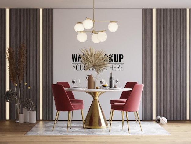 PSD interior dining room wall mockup