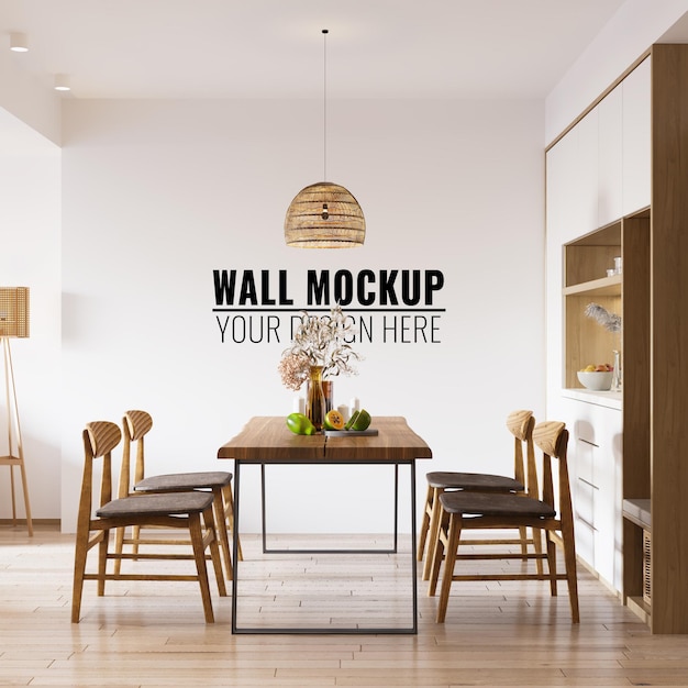 Interior dining room wall mockup