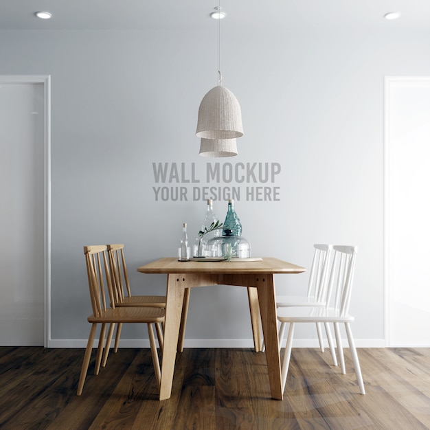 Interior dining room wallpaper background mockup