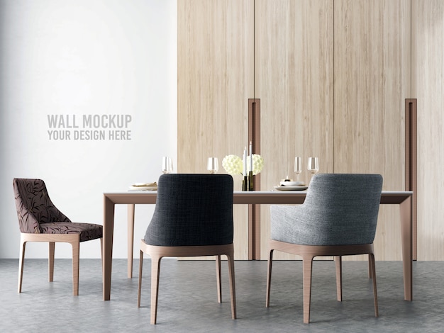 PSD interior dining room wallpaper mockup