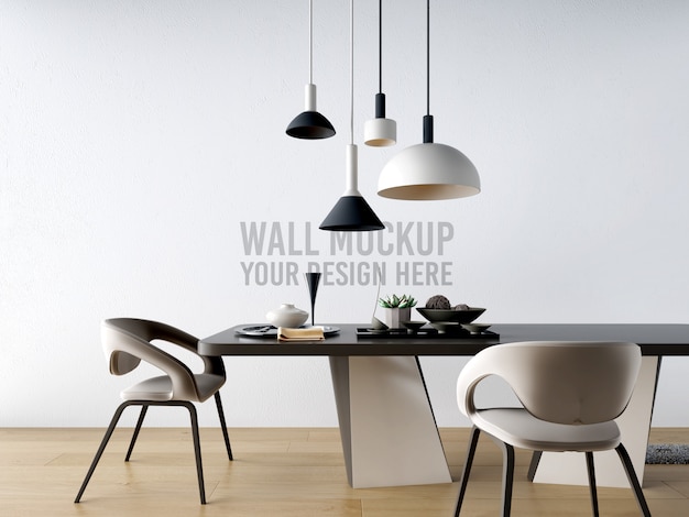 Interior dining room wallpaper mockup