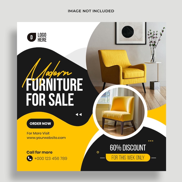 Интерьерная распродажа мебели instagram пост и шаблон веб-баннера премиум psd