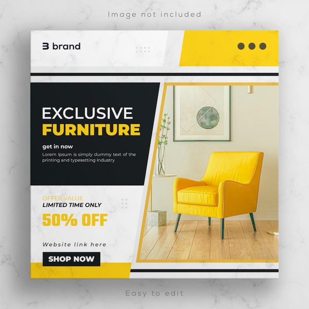 Interior furniture sale social media Banner and House product square flyer or Instagram post template Design.
