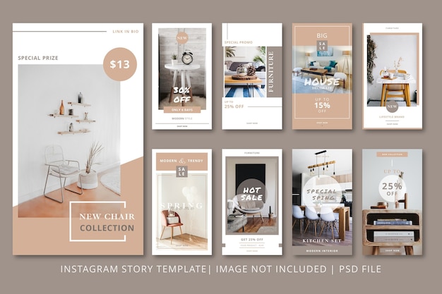 PSD interior instagram stories graphic template