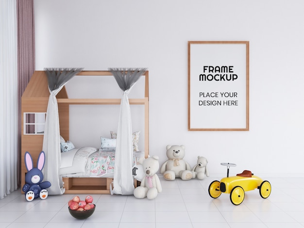 Interior kids bedroom frame photo mockup