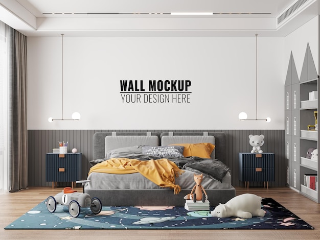 Interior Kids Bedroom wall mockup