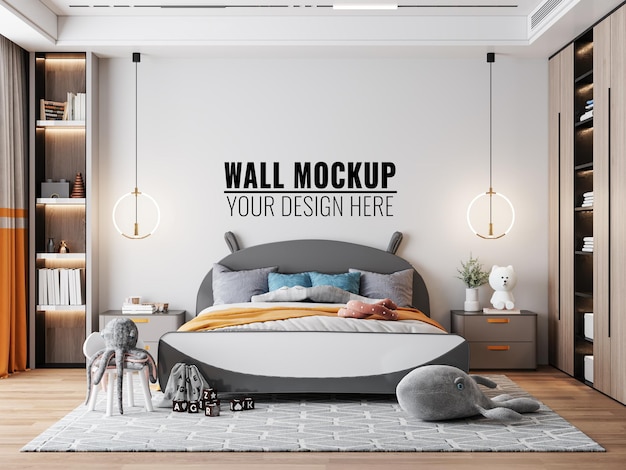 Interior Kids Bedroom wall mockup