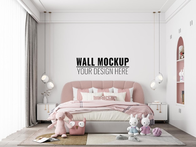 Interior kids bedroom wall mockup