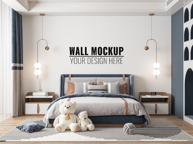 Interior Kids Bedroom wall mockup