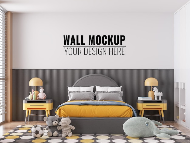 Interior kids bedroom wall mockup