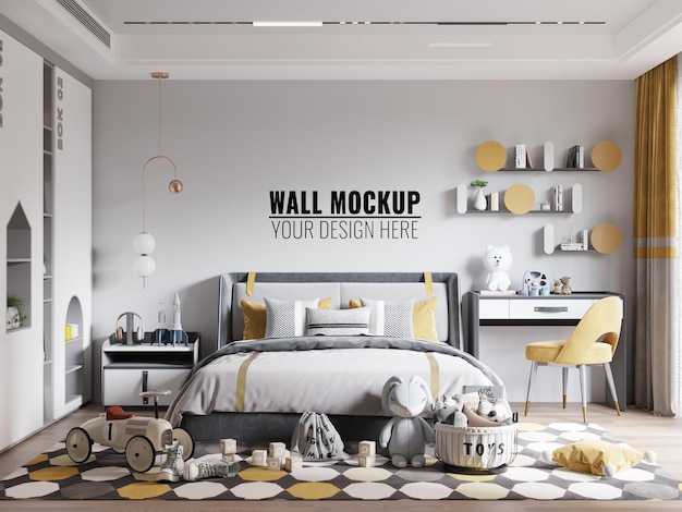 Interior Kids Room Wallpaper Mockup