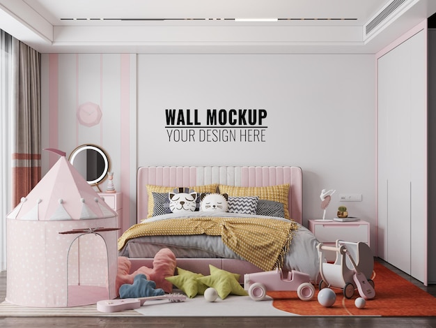 PSD interior kids room wallpaper mockup