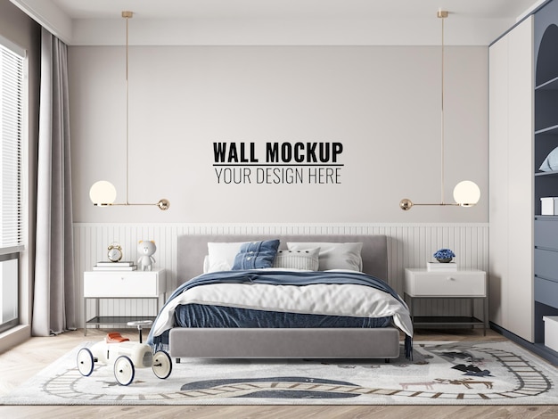 Interior Kids Room Wallpaper Mockup