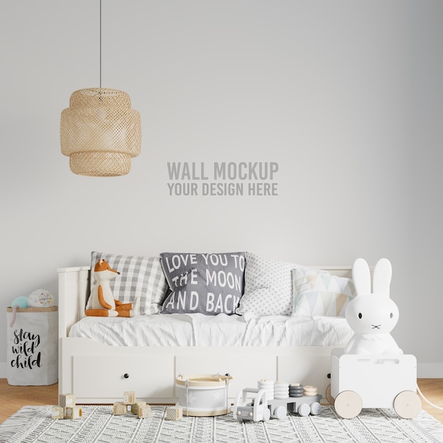 Interior kids room wallpaper mockup