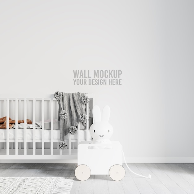 PSD interior kids room wallpaper mockup