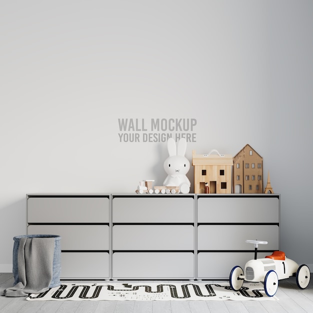 Interior kids room wallpaper mockup