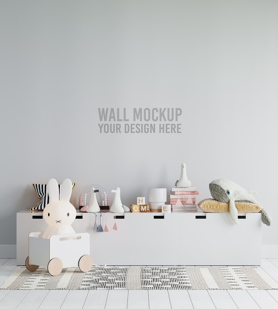 Interior kids room wallpaper mockup