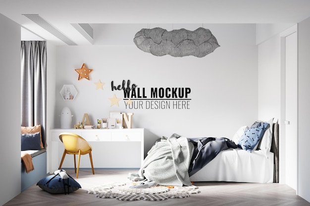 Interior Kids Room Wallpaper Mockup