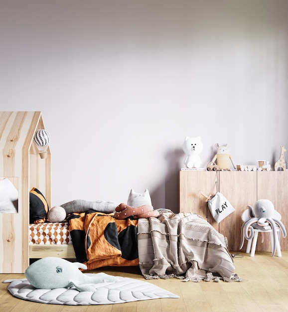 Interior Kids Room Wallpaper Mockup