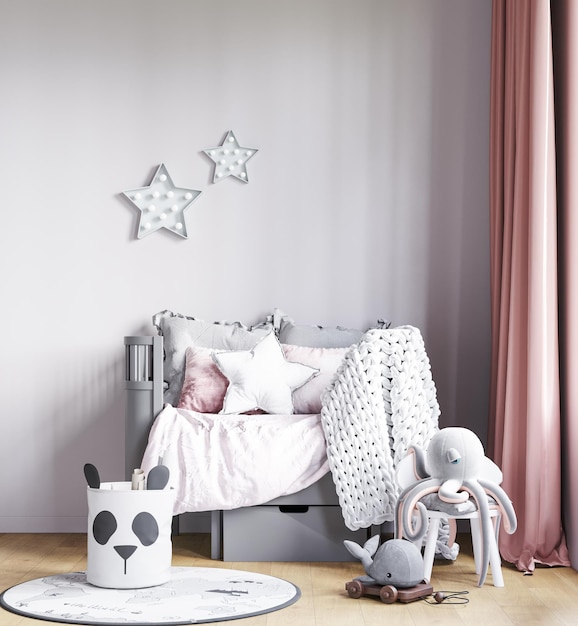 Interior Kids Room Wallpaper Mockup