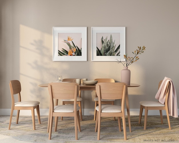 PSD interior living room frame mockup design in 3d
