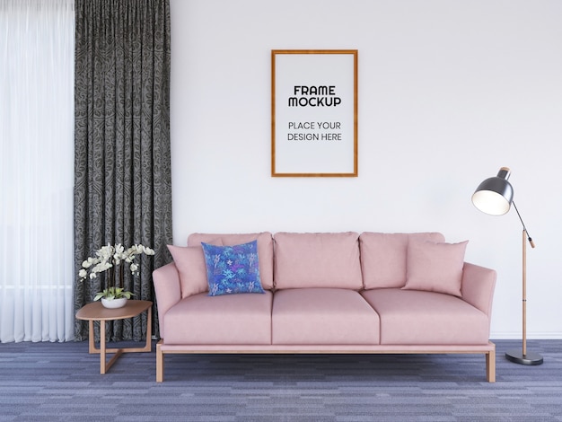 Interior living room frame photo mockup