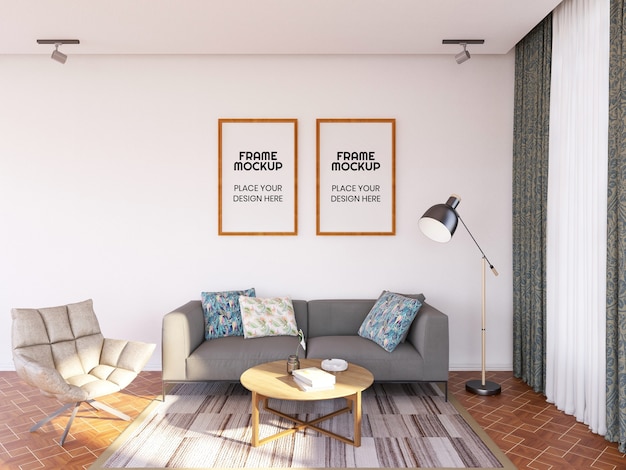 interior living room frame photo mockup
