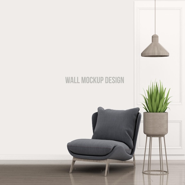 Interior living room mockup with sofa