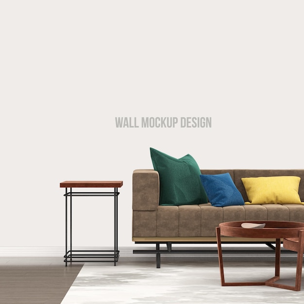 Interior living room mockup with sofa