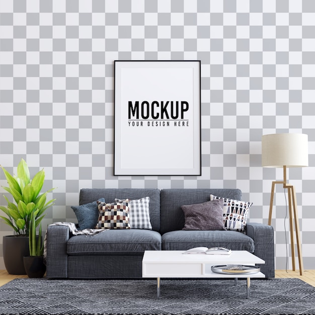 Mock up poster frame interior living room