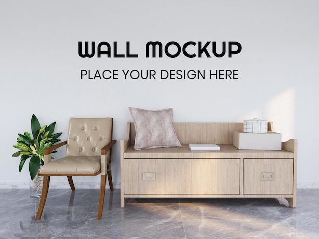 Interior living room realistic wall mockup