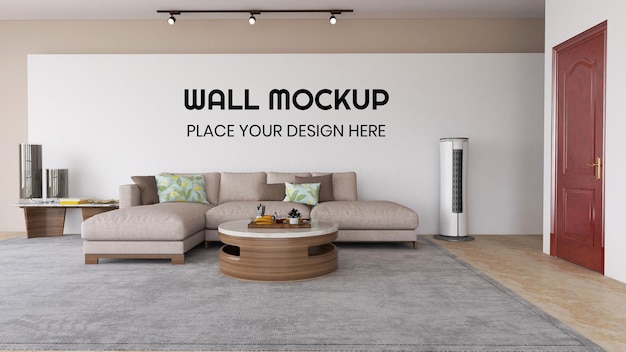 Interior living room realistic wall mockup