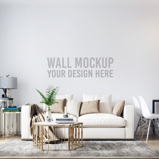 Interior living room wall background mockup