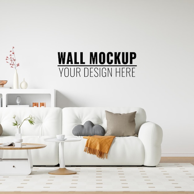 PSD interior living room wall mockup 3d rendering 3d illustration