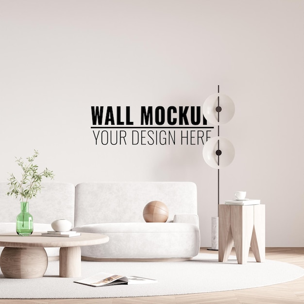 Interior living room wall mockup 3d rendering 3d illustrazione