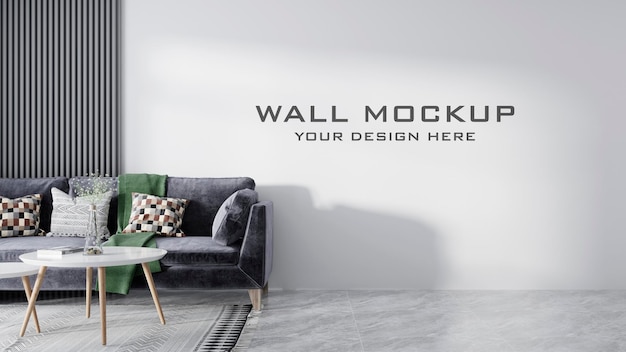 Interior living room wall mockup  with