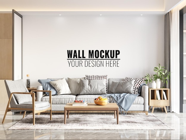 PSD mockup della parete del soggiorno interno