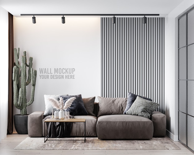 Interior Living Room Wall Mockup