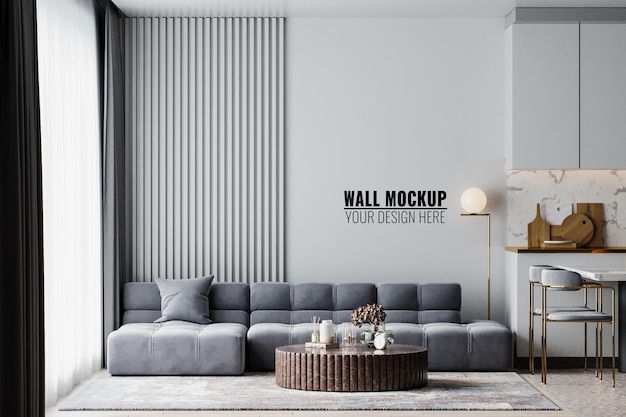 PSD interior living room wall mockup