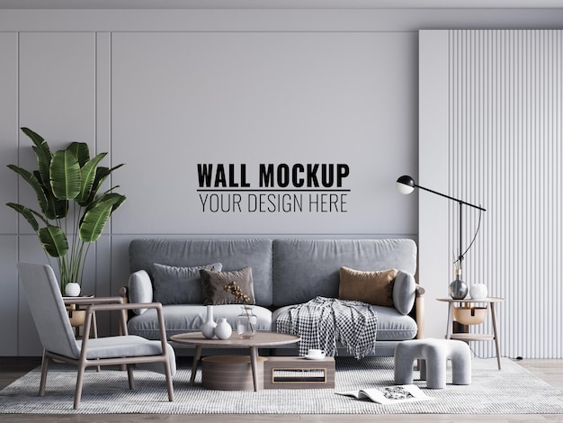 Interior living room wall mockup