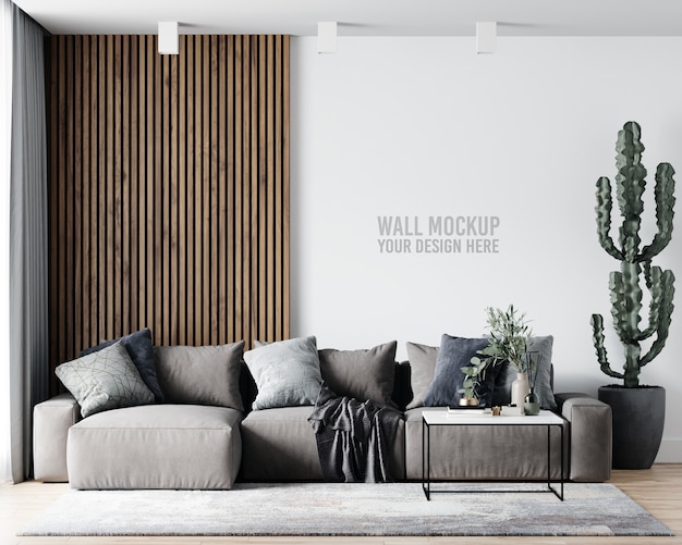 PSD interior living room wall mockup