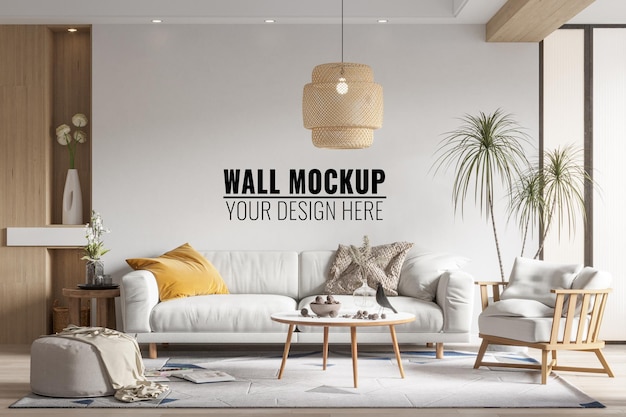 Interior living room wall mockup