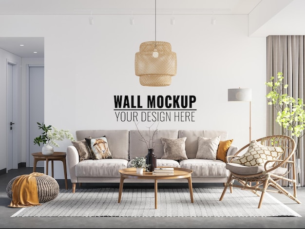 Interior Living Room Wall Mockup