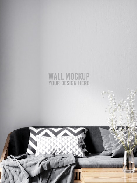 Interior Living Room Wall Mockup