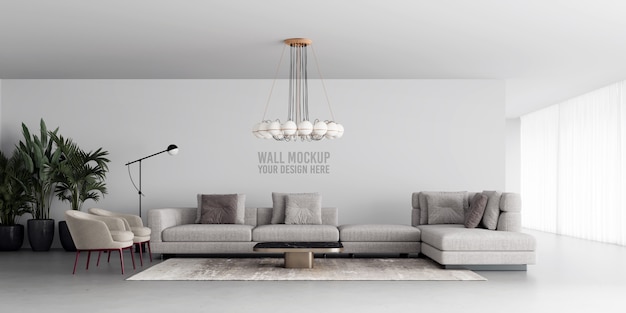 PSD mockup di parete interna del salone