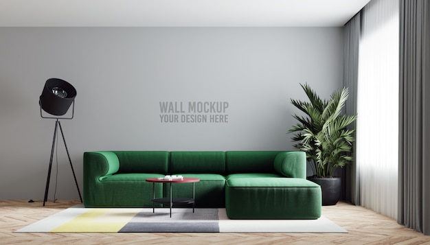 interior living room wall mockup