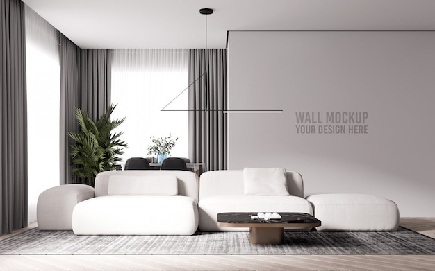 PSD mockup di parete interna del salone