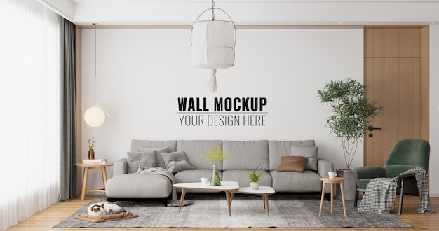 Interior Living Room Wall Mockup